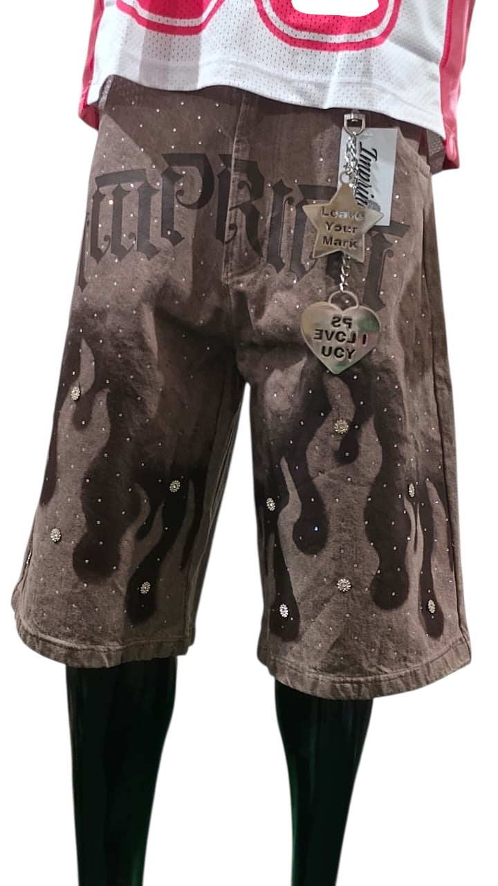 Imprint “Firestorm” Rhinestone Flame Shorts (READ DESCRIPTION)